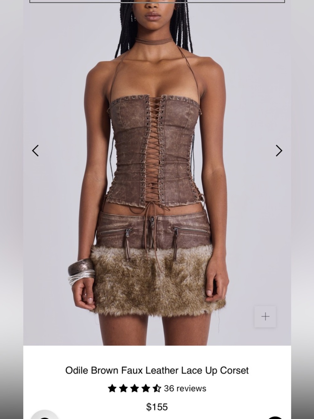 Jaded London Odile Brown Lace Up Corset